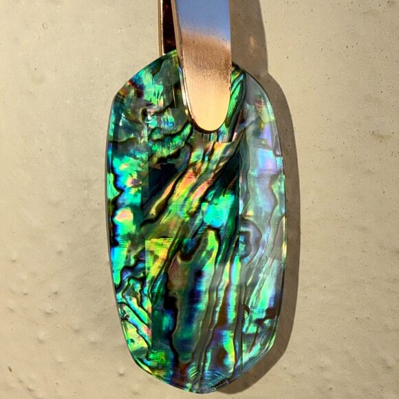 Kendra Scott Long Rose Gold Pendant Necklace 30"– Abalone Shell - Picture 2 of 8